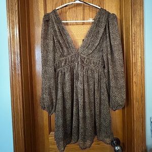Long sleeve cheetah print dress